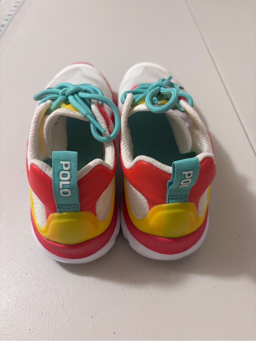 Ralph Lauren Polo Sport Womens 8.5 Tech Racer Athletic Shoes Yellow Coral Retro - Picture 3 of 9
